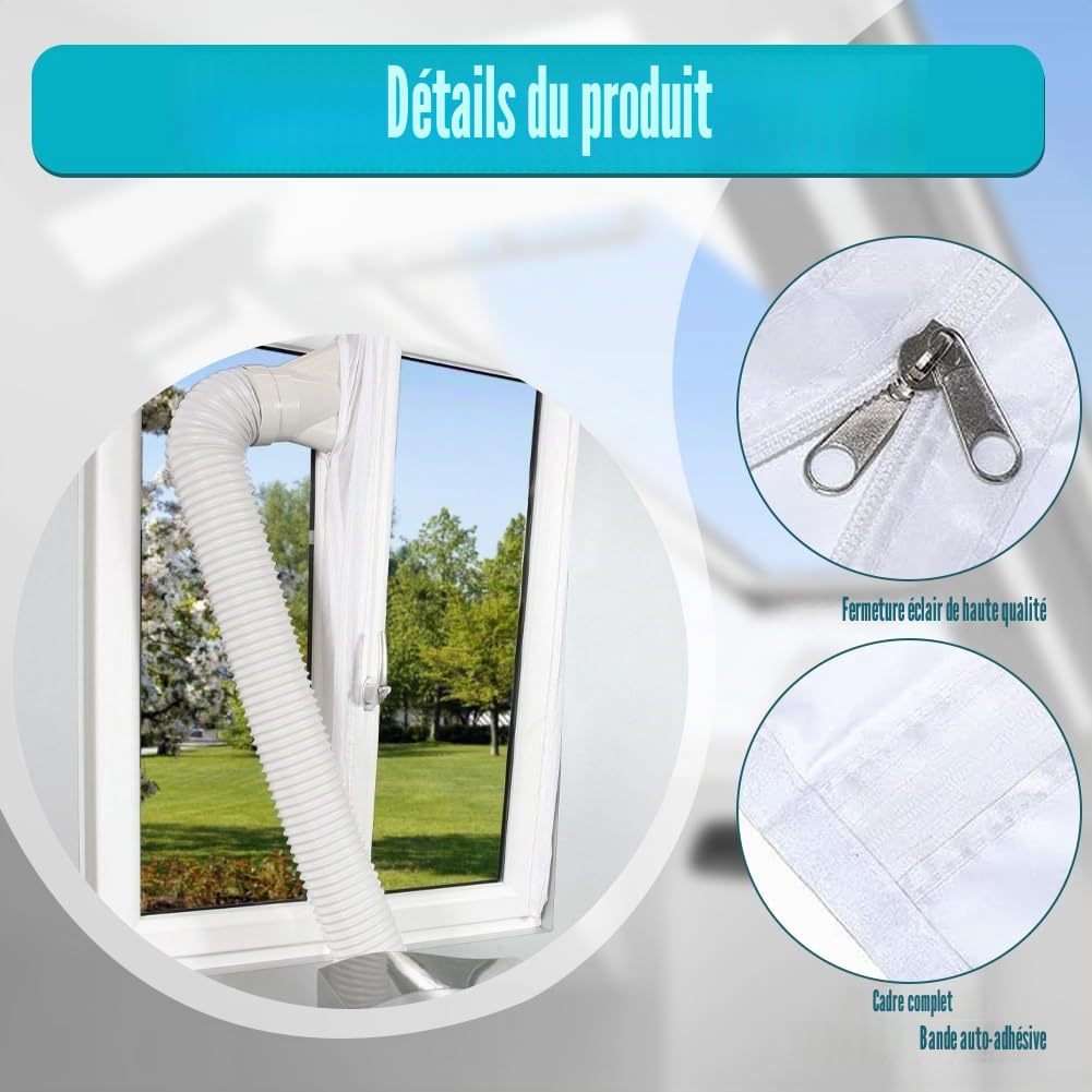 Tissu de Calfeutrage 4M pour Fenêtres, Kit d'Étanchéité Universel pour Climatiseur Mobile et Sèche-Linge, Étanche et Anti-Courant d'Air