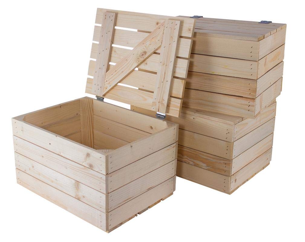 2 helle natur Holztruhen 49cm x 36cm x 29cm Obstkisten Weinkiste Truhe unbehandelt Vintage Look Landhaus Wohnzimmer Schatztruhe Kiste aus Holz