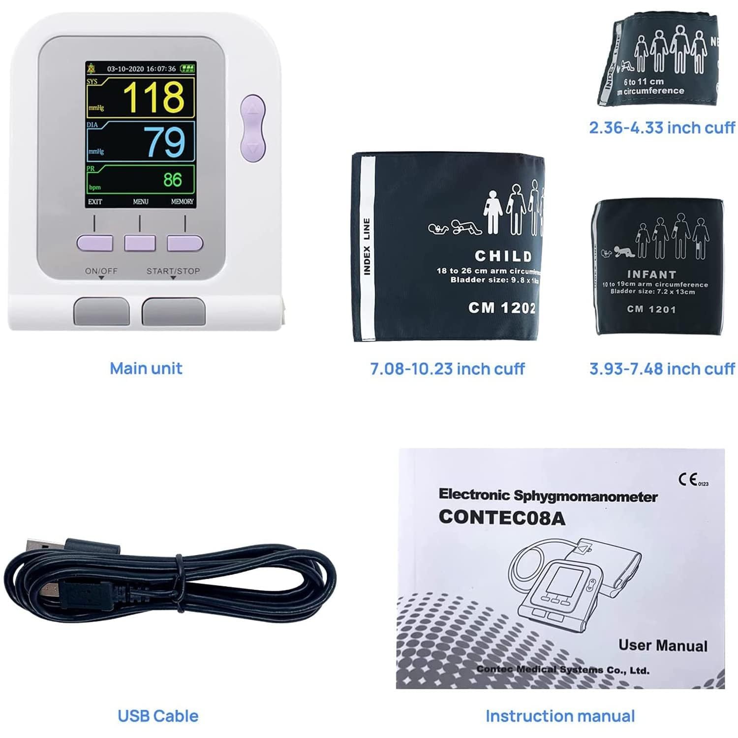 Weterynaryjny ciśnieniomierz, automatyczny pomiar elektroniczny sphygmomanom z 3 mankietami, stacjonarny sprzęt weterynaryjny do pielęgnacji psów / kotów / zwierząt domowych