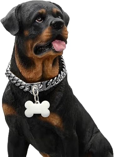 Miniatura 37 de Collar de perro de acero inoxidable, collar de joyería de bulldog con encanto, impermeable, oro rosa, negro, plata, resistente, collar de perro