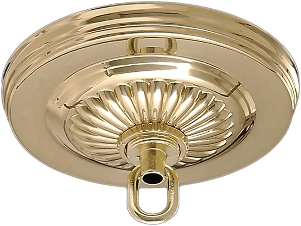 B&P Lamp® Solid Brass Ceiling Light Canopy Plate Kit, 5 1/4 Inch Diameter, Unfinished Brass