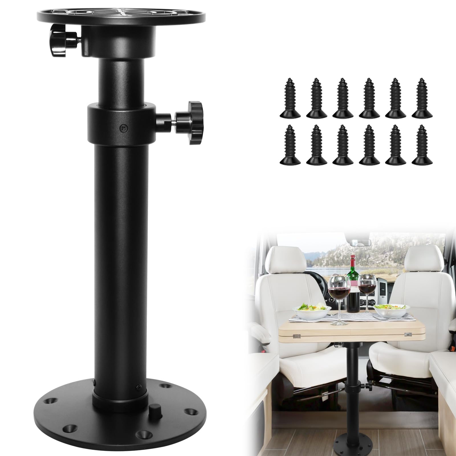Pieds de table de bateau améliorés pour camping-car, pieds de table amovibles et réglables en alliage d'aluminium pour camping-car, cadre de montage de base de 45 à 70 cm de hauteur