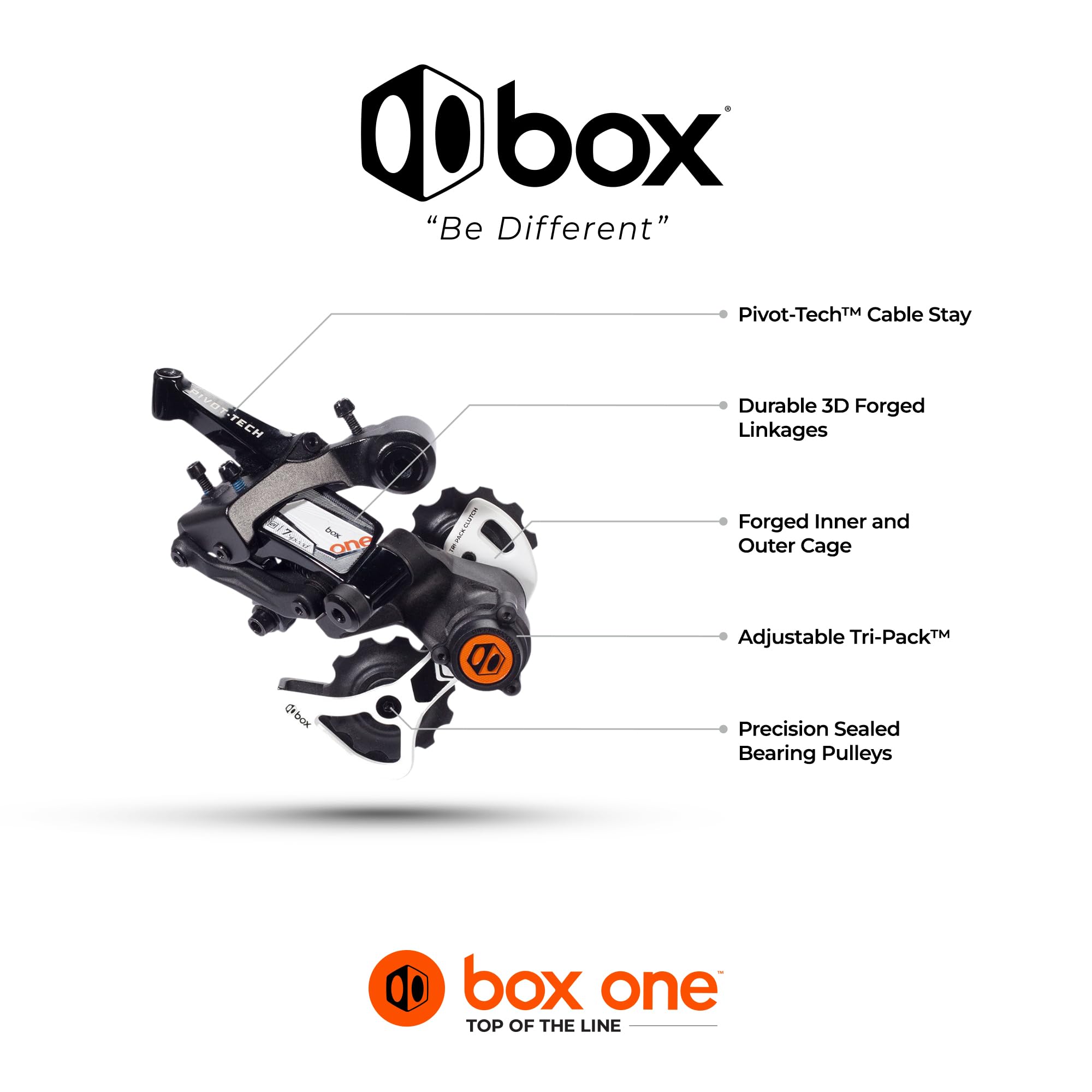 Dérailleur arrière Box Components One 7 Vitesses Chape Courte Noir