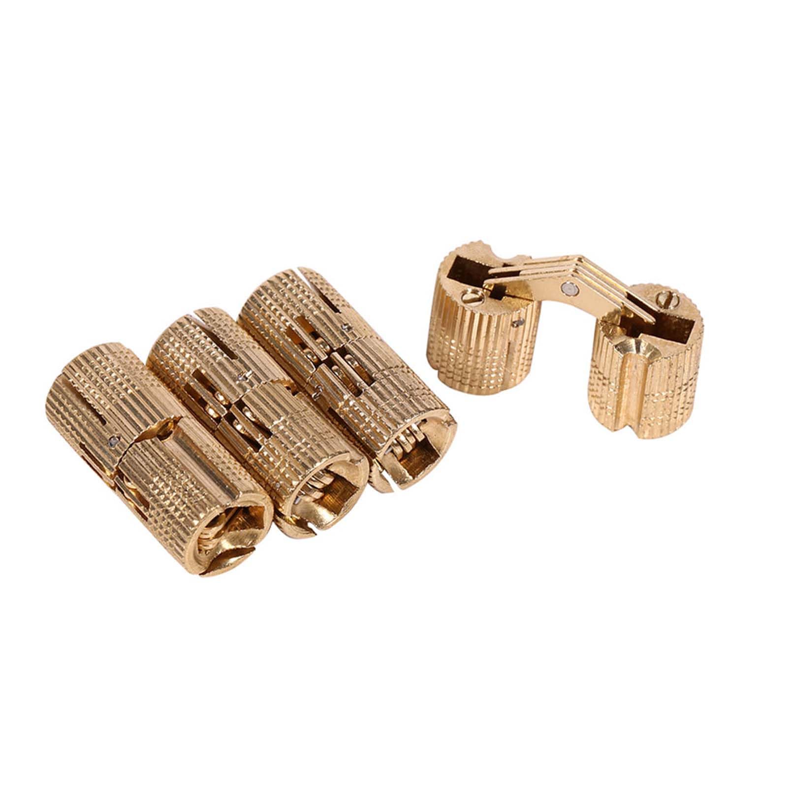 4 Pieces Copper Concealed Barrel Hinges, 10/12/14/16 mm Heavy-Duty Hinge Set, 180° Opening Angle