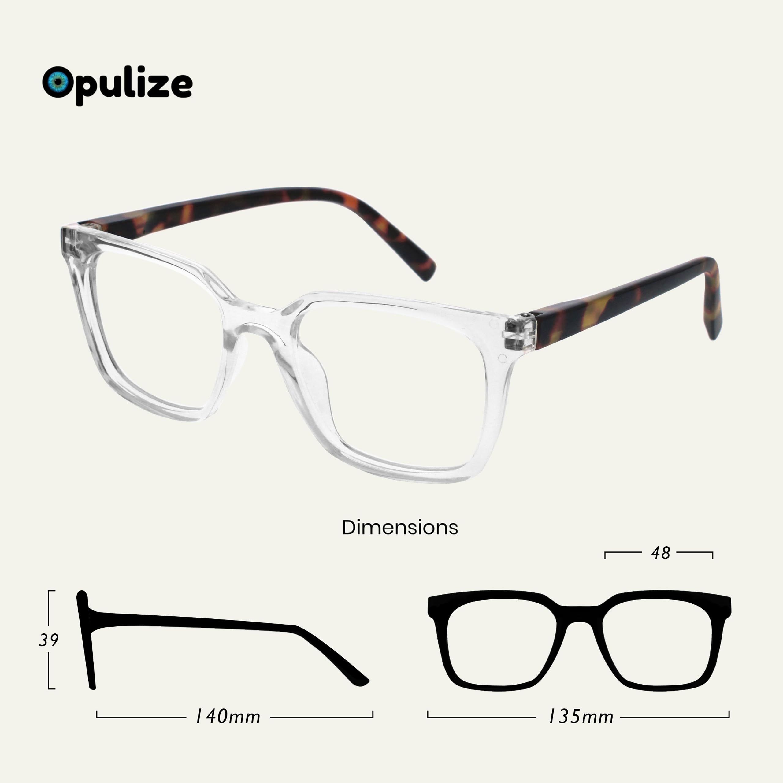 OPULIZE KOI Reading Glasses - Large Rectangular Frame - Clear - Mens Womens - Spring Hinges - R50-C - +1.50 - Image 2