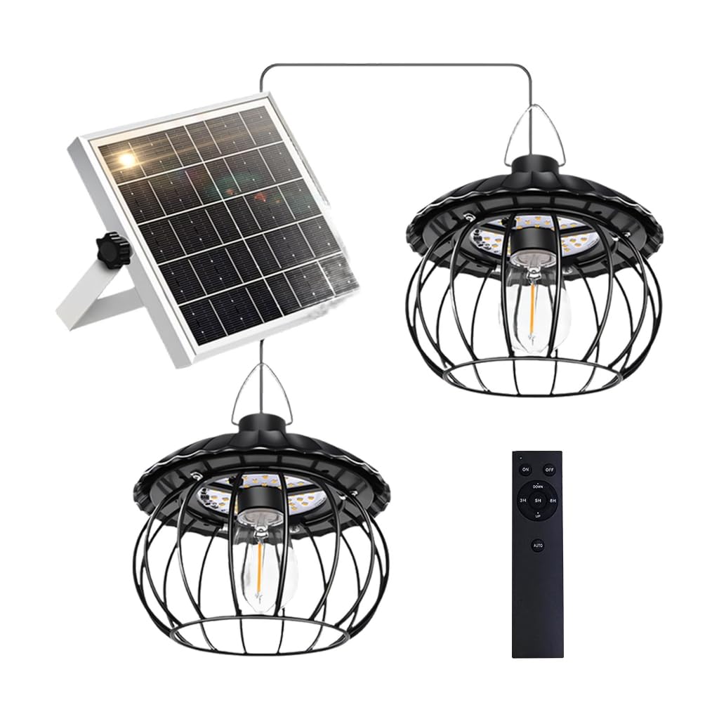 Lampada solare a sospensione con pannello separato per ingresso anteriore e casa