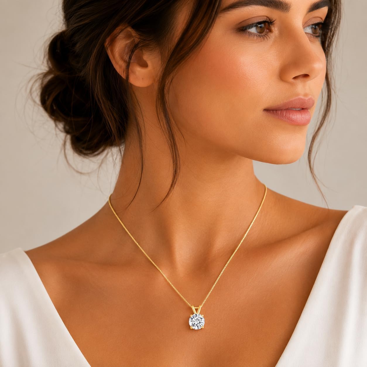 Moissanite Pendant Necklace Solitaire, 925 Sterling Silver Pendant for Women and Men | 14K Yellow Gold Plated, Hypoallergenic, Lab Grown Diamond Pendant Alternatives, Moissanite Jewelry for Men And Women
