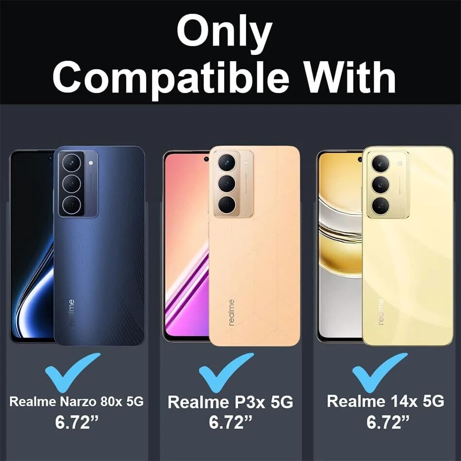 Image of AIBEX Compatible for Realme Narzo 80X 5G / Realme P3X 5G / Realme 14X 5G Mobile Back Case Cover, Crystal-Clear Shockproof Bumper with Camera Guard |(TPU+PC) | Anti-Yellow, Slim Transparent - Black