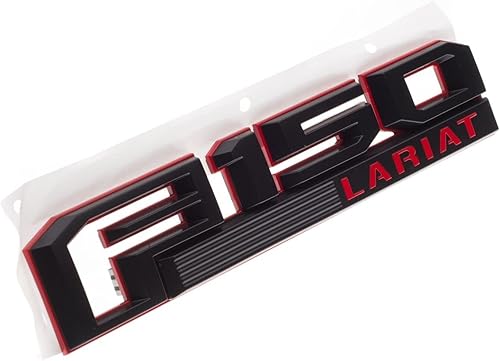 Miniatura 2 de 2015-2018 compatible con F-150 Lariat Pasajero derecho compatible con emblema de guardabarros, rojo y negro, OEM GL3Z-16720-E
