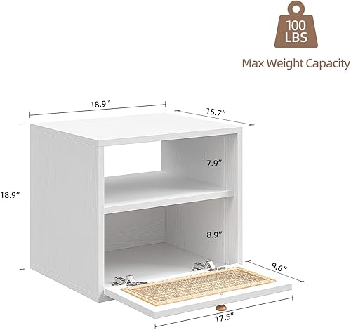 Miniatura 2 de FurniNova Soporte modular 3 en 1 para TV con puertas de ratán, consola multimedia para bricolaje, centro de entretenimiento bohemio, gabinete de TV