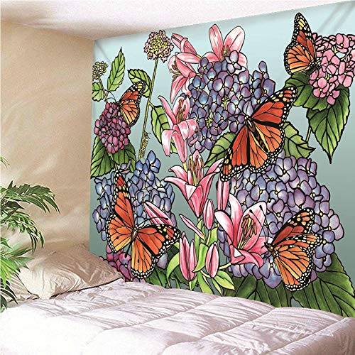 Tapiz de pared floral multicolor en poliéster con impresión 3D lavable KnSam 5