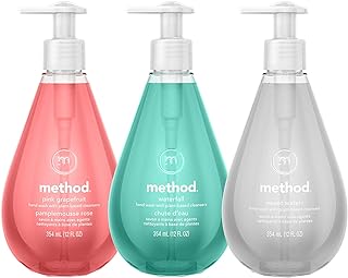 Method Gel Hand Soaps Variety Pack, Pink Grapefruit, Waterfall, Sweet Water, 12 oz. each