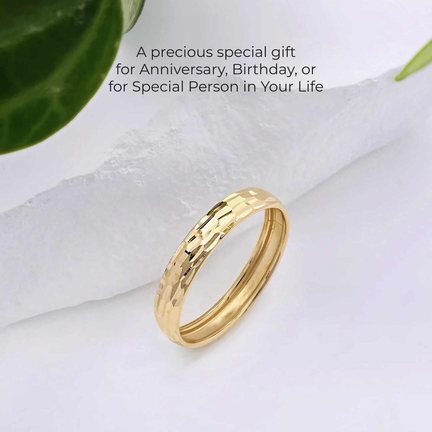 forme di Lucchetta - Anello Fedina in Oro Vero 14K con Effetto Diamantato | Misure 10-22 | Regalo Elegante per Lei