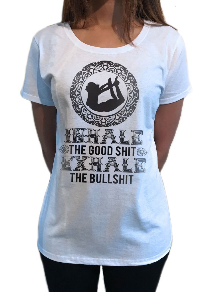 Women's Inhale The Good sh*t, Exhale The Bullsh*t Yoga Meditation Zen TS1095