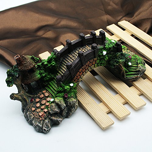 Dimart Super Magical Aquarium Resin Decoration Colorful Bridge Pavilion Tree Rockery For Fish Tank Multicolor #TOP3