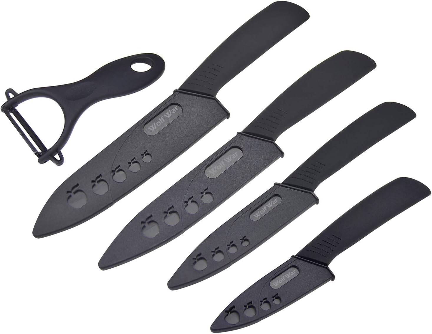 Ceramic Knife Set with Protective Cover, Kitchen Knife Set with 4-Piece Knife and 1 Peeler, Chef's Knife Sets for Meat, Fruit, Vegetables