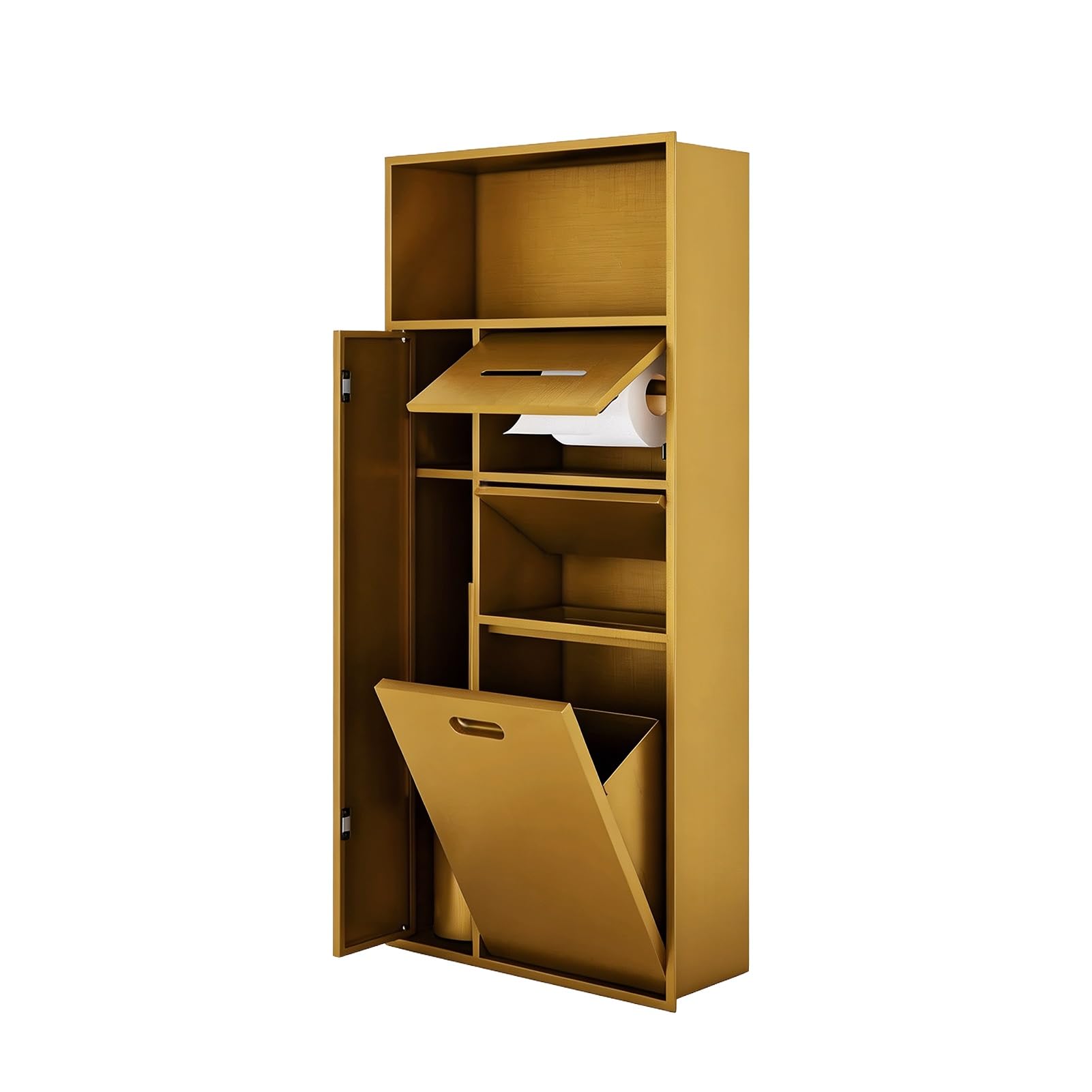 Znqndsr Gold Concealed Trash Can Niche, Recessed Toilet Niche For Hoom Bathroom