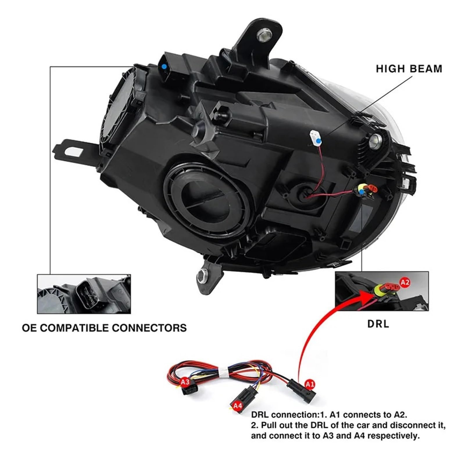 Faro Delantero For Coche, Compatible Con MINI R60, Faro LED 2007-2016, Lente De Proyector, Luz Diurna (DRL), Luz De Cruce/carretera, Intermitentes Y Accesorios.