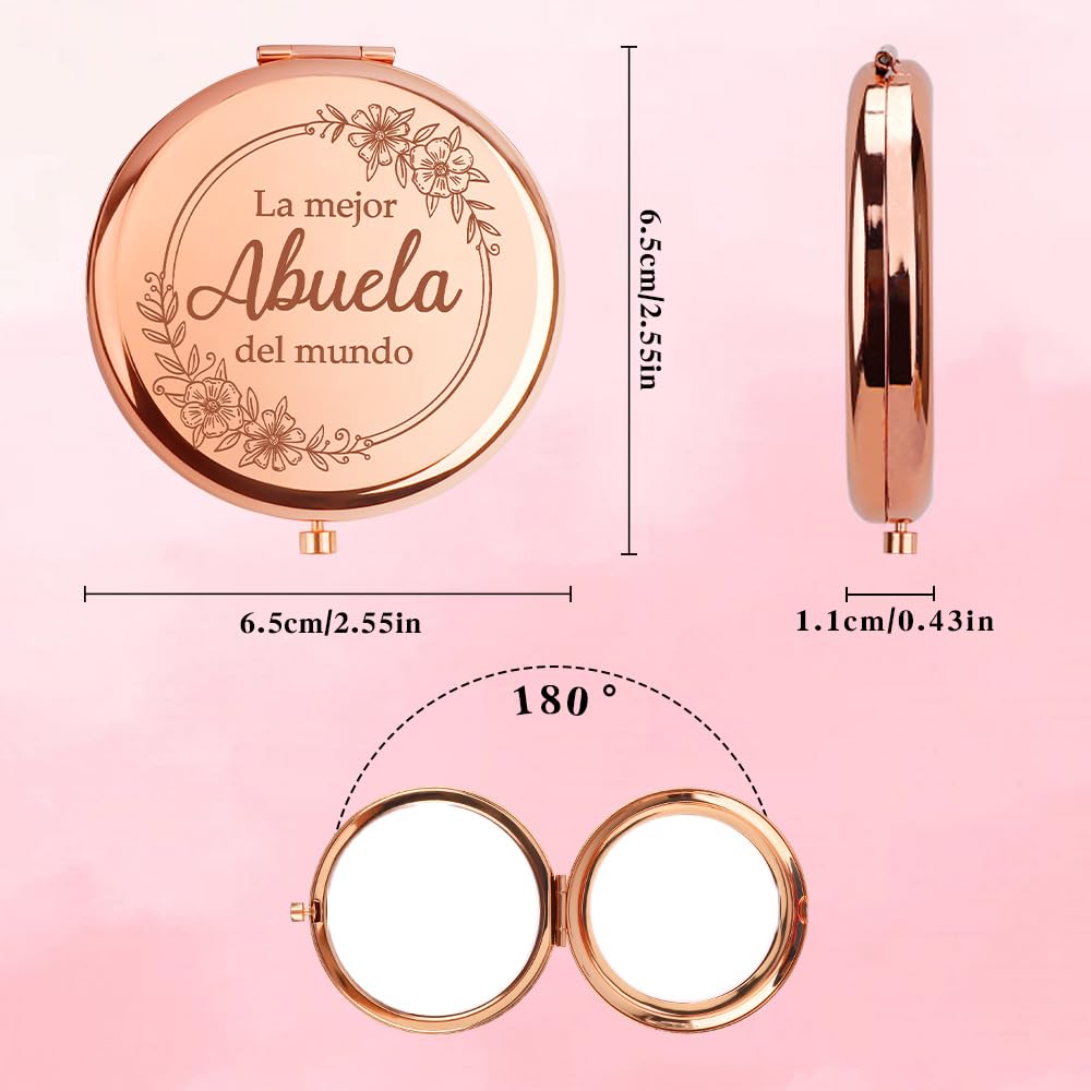 Regalo Abuela CumpleañOs Regalos para Abuelas Regalos para El DíA De La Madre Espejos Compacto De Oro Rosa Espejo Maquillaje, Regalo Originales para Mujer La Mejor Abuela del Mundo — view 2