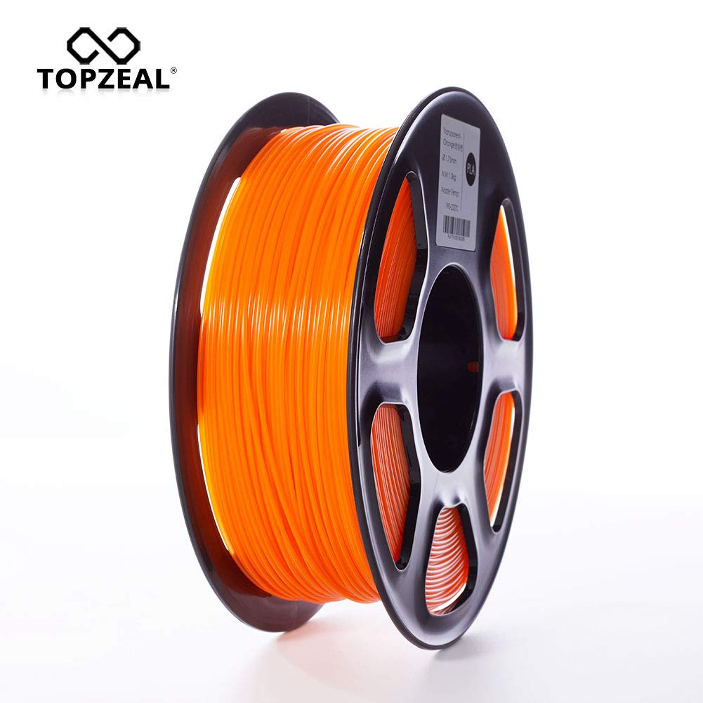 TOPZEAL3D Printer Filament, Transparent Series Color PLA Filament 1.75mm, Dimensional Accuracy +/- 0.05mm, 2.2LBS(1KG) Spool for 3D Printer and 3D Pen (Transparent-Orange)