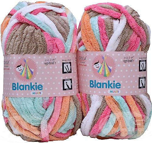 Image of M.G ENTERPRISE Blankie Multi CarnationCrochet Yarn 200 Soft Wool Thread for Knitting and Handmade Craft