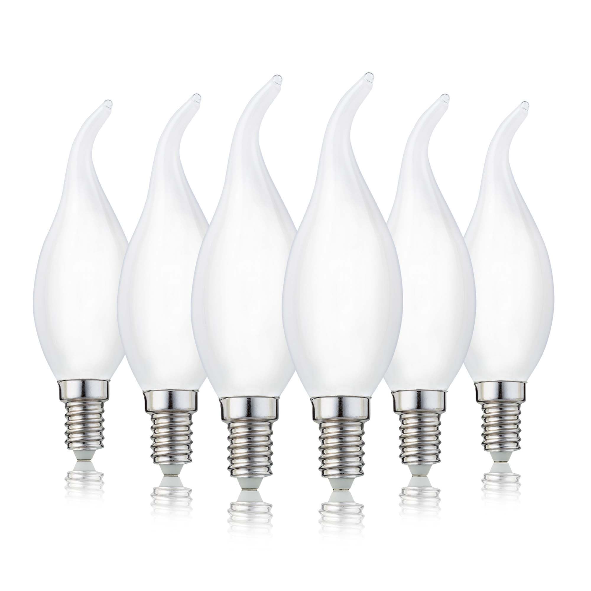 hellum Kerzenlampe E14 LED warmweiss, E14 Glühbirne mit 250 lumen, matte warmweiß Birne mit Sockel, C35, LED ersetzt 40 Watt Glühbirne, 2700 Kelvin 6 Stück 220728