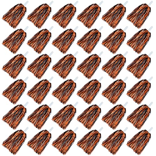36PCS Orange and Black Cheerleading Pom Poms Metallic Foil Plastic Pom Poms with Baton Handle for Game Sports Squads Dancing Party Football Basketball Club Spirit Sports Stage Performance Celebration
