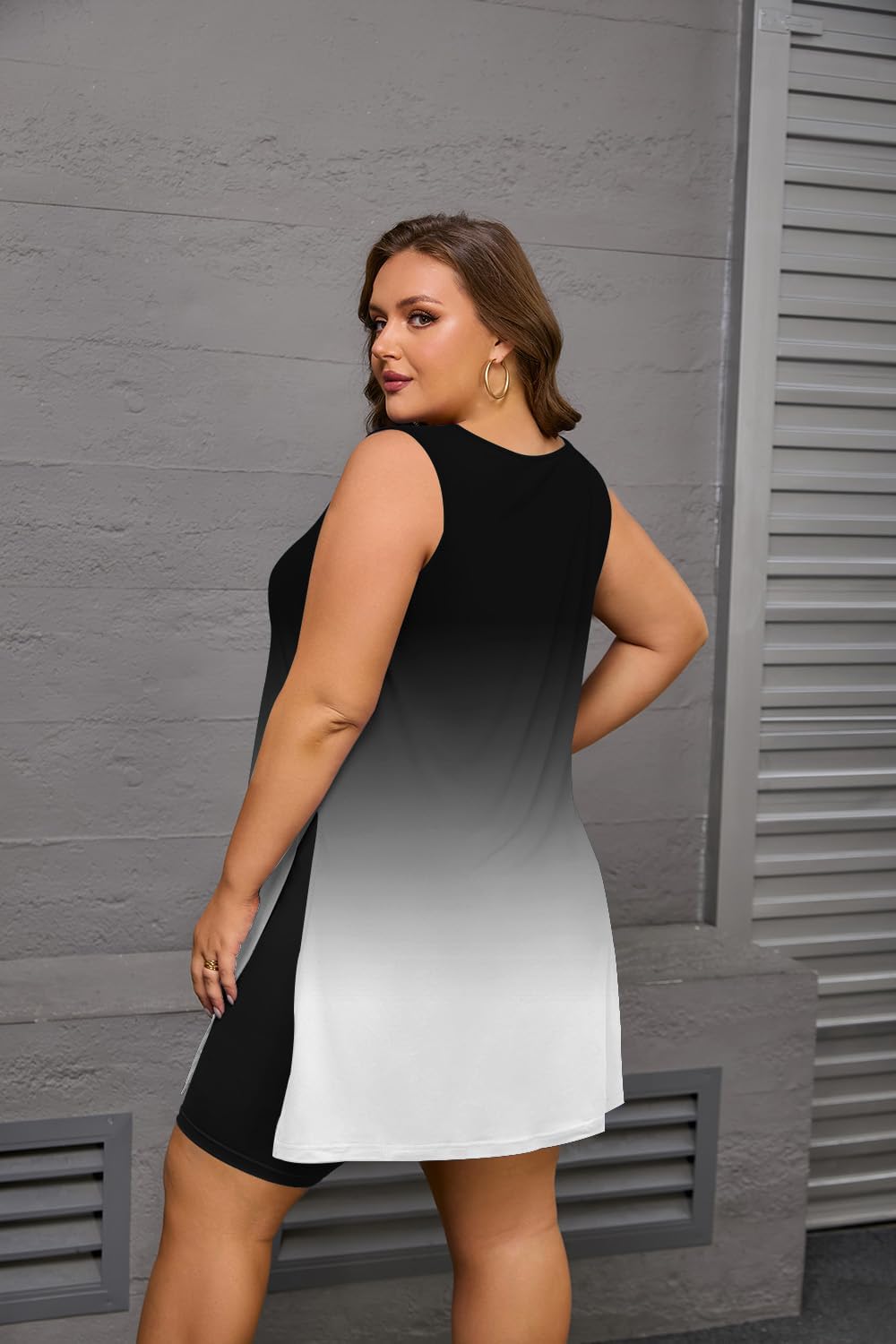 YeGine Women Plus Size 2 Piece Outfits Casual Sleeveless Tunic Tops Short Sets Summer Oversized Tshirts Shorts Sweatsuits