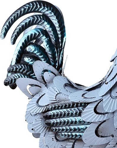 Miniatura 6 de Estatua de gallo escultura de pollo, decoración de jardín, arte de metal para decoración de patio al aire libre (#E)