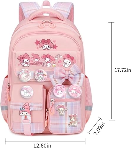 Miniatura 3 de Mochila Kawaii con 23 piezas de accesorios de anime de dibujos animados antirrobo estética de viaje nuevo semestre bolsa de regalos, Rosado,