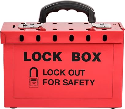 WUWEOT Group Lock Box, Red Portable Lockout Tagout Box Loto Box, Group Safety Lock Box, Padlock Box with 12 Locking Holes for Loto Procedures