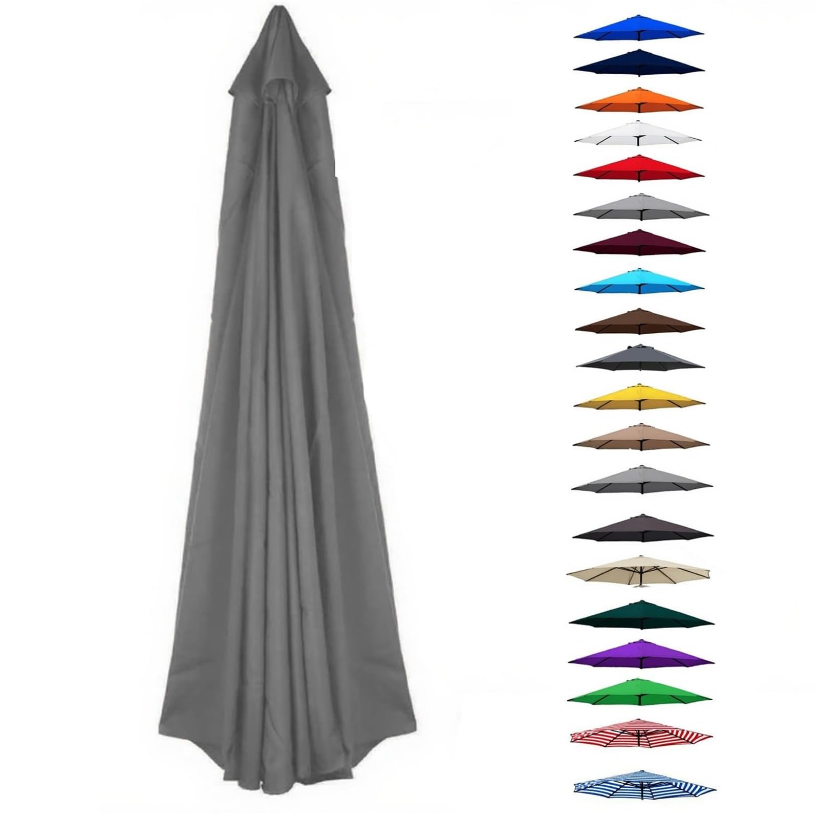 UV30+ Waterproof Garden Parasol Umbrella 2.0-4.0M – Outdoor Sun Shade Canopy For Patio Beach Pool Lawn & Deck – 6/8 Rib Design(Grey,(6Rib) 2.5m/8.2ft)