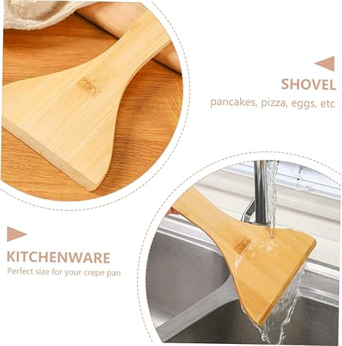 Miniatura 6 de Luxshiny Turners - Pala de comida para el hogar, wok, mango de bambú, hecho a mano, herramientas pequeñas antiadherentes para alimentos, raspador de