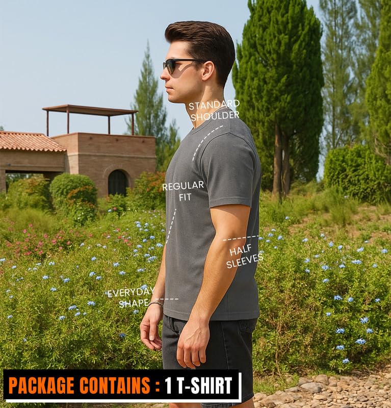 Image of Sleepynuts Men's Regular Fit Round Neck Half Sleeves Solid Casual Wear T-Shirt