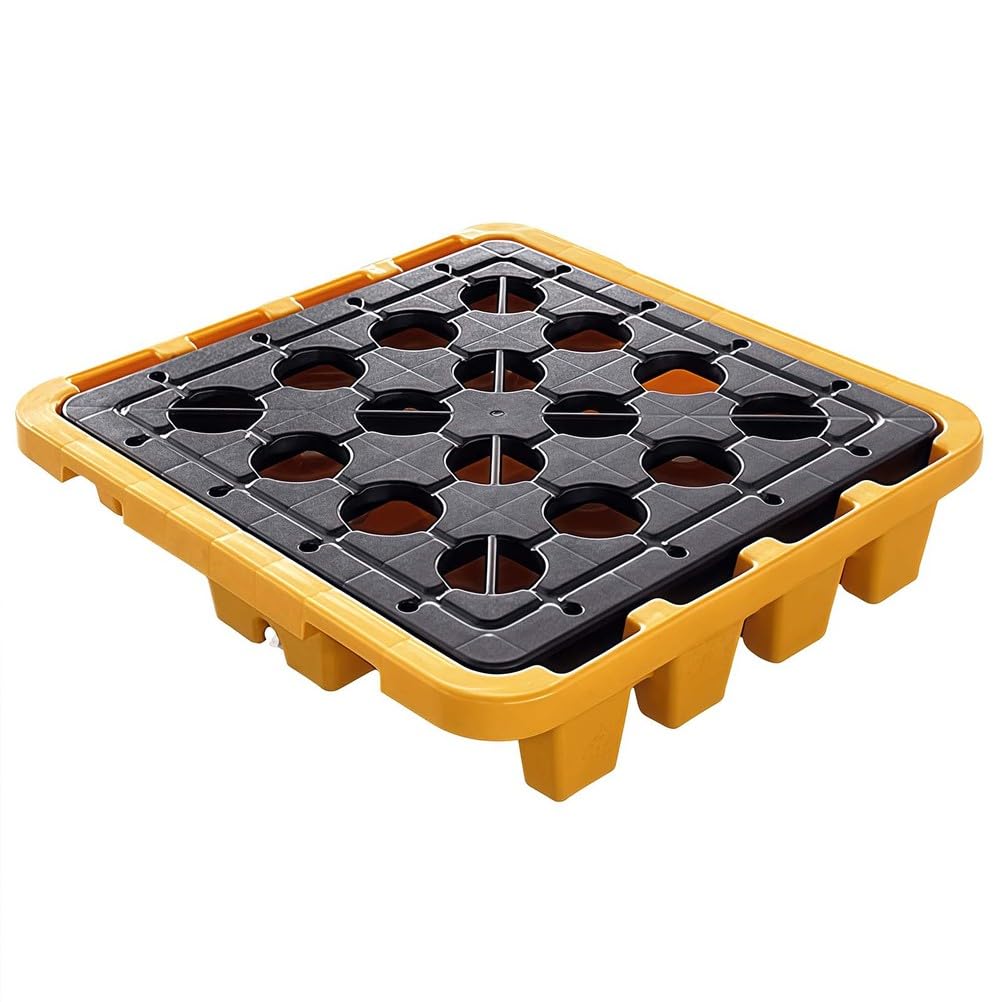 LVSEWOA Plastic Drum Spill Pallet with Leakproof Grates for Industrial Spill Control and Containment