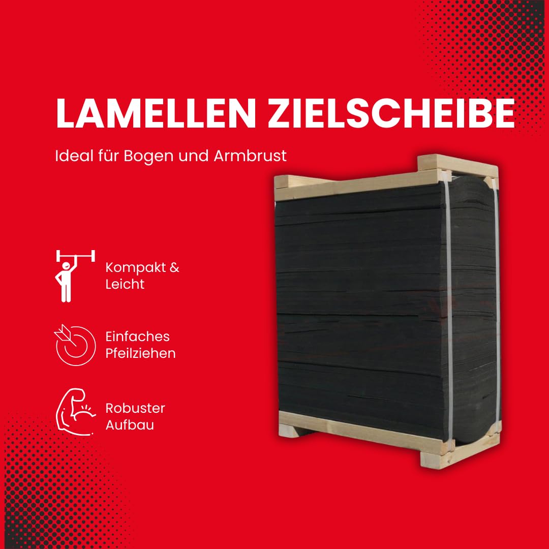 Target TECH Rhino Zielscheibe 60x60x30 cm [*] | Schaumscheibe mit Lamellen für Bogenschießen & Armbrust bis 225 lbs, selbststehend, pfeilschonend, robust