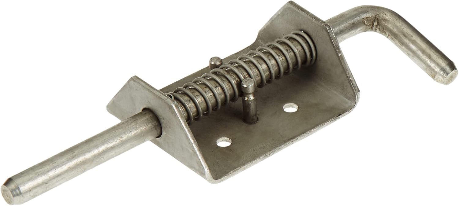 Buyers Products 3009988 Stainless Steel Spring Latch Assembly W/ 1-12" Handle, Spring-Loaded Latch Pin Without Keeper, Gate Latch, Utility Latch, Trailer Latch, Cage Latch