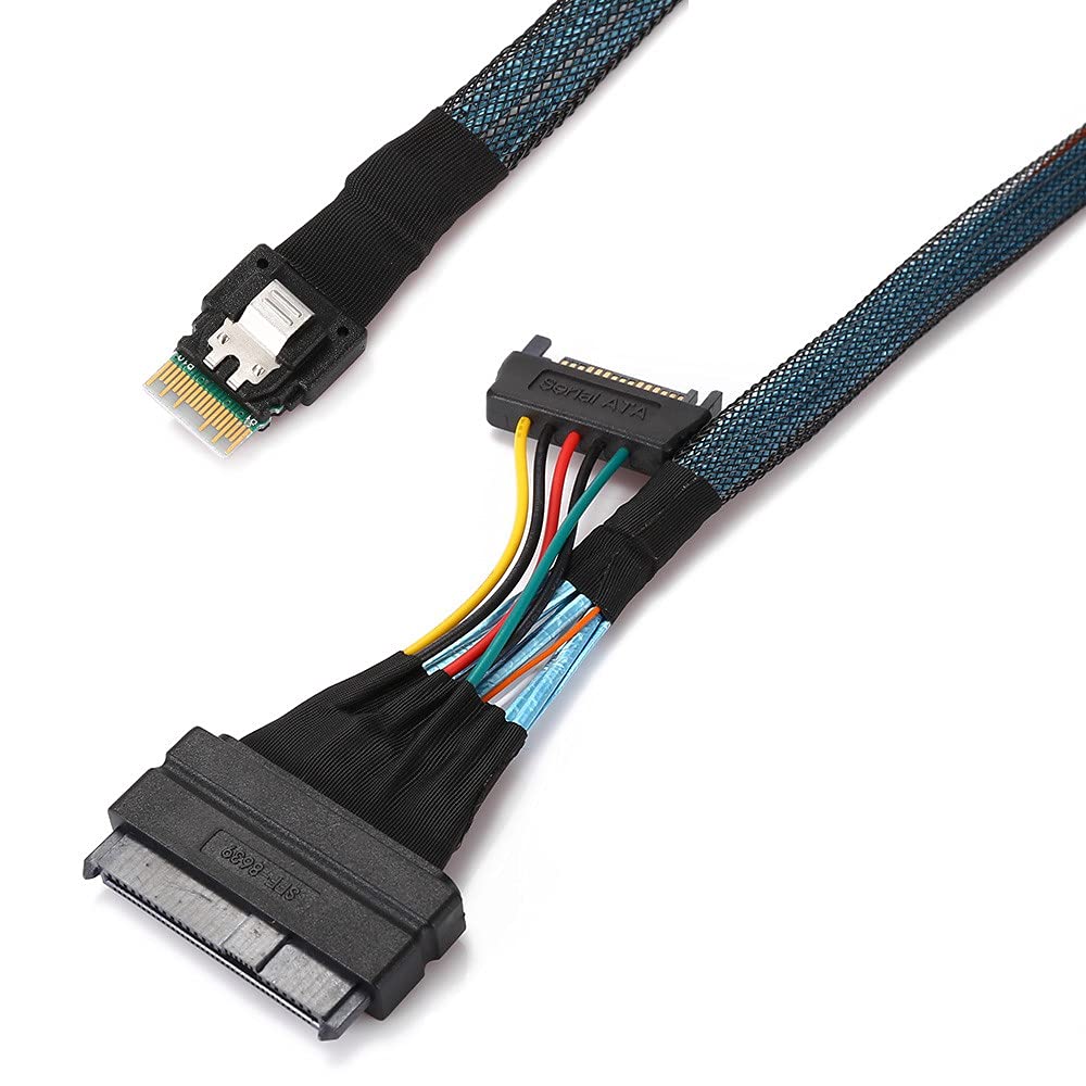 Cablecc U.2 U2 SFF-8639 a Slimline SFF-8654 4i NVME PCIe SSD Cable para placa base SSD 750 p3600 p3700 M.2 50 cm