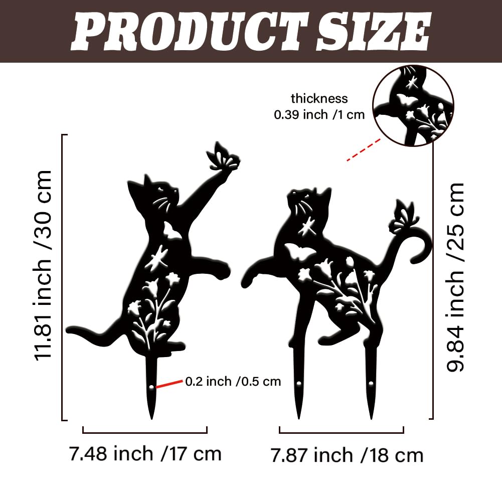 Décoration Jardin Décor Mural Métal Chat Sur Lune - Art Silhouette Noir 30x30cm | Décoration Intérieur Extérieur Jardin Décoration Murale Métal