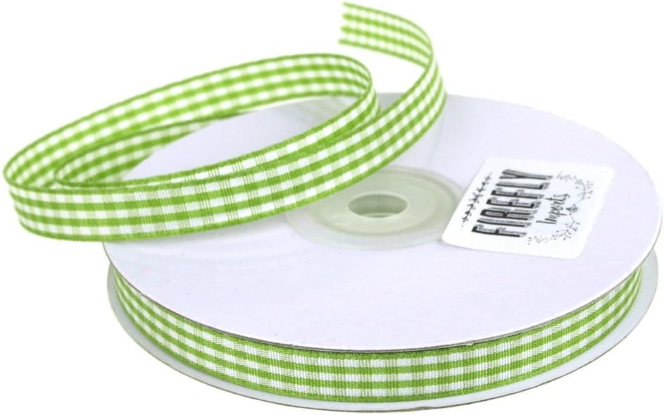 Polyester Gingham Ribbon, 3/8-Inch, 25 Yards (Mint Green)