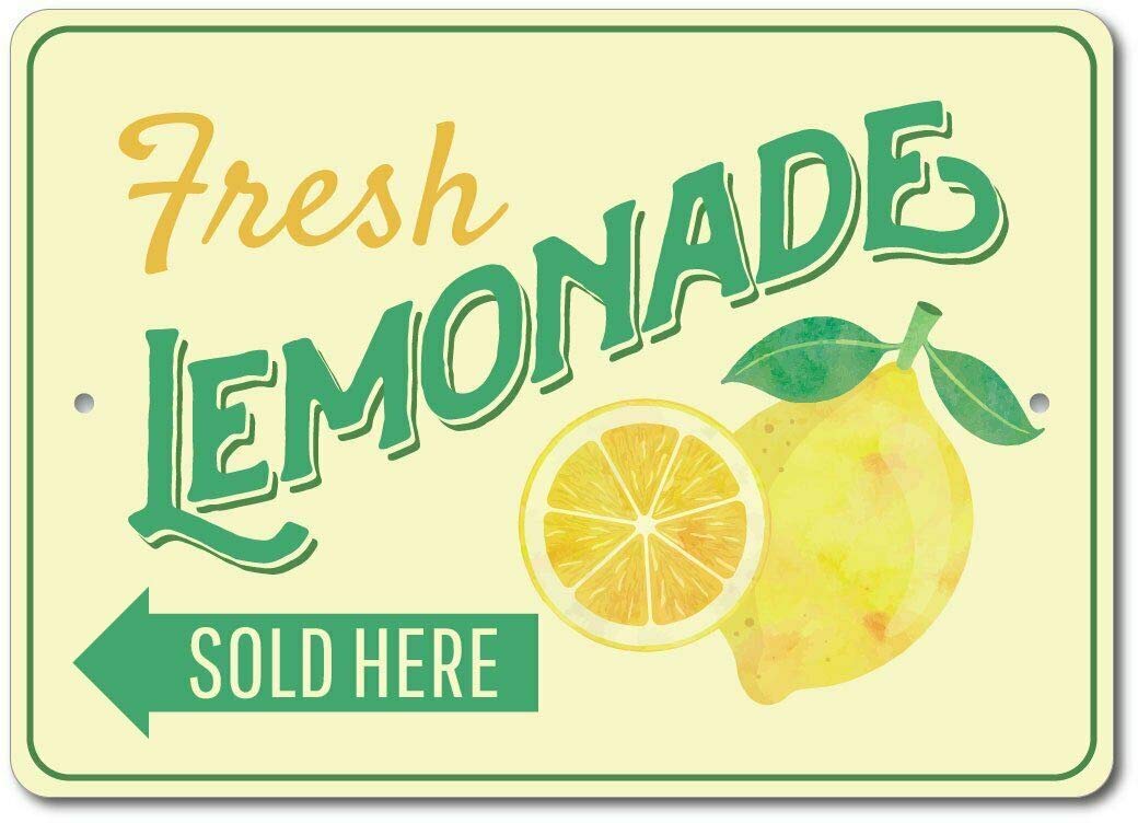 Tnnd Fresh Lemonade Sign Lemon Decor Lemonade Decor Aluminum Sign Tin Sign 8X12 Inch