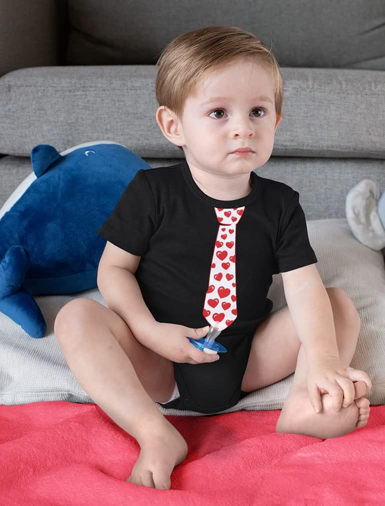 Tstars Baby Valentines Day Outfit Boy Girl Red Hearts Tie Infant Bodysuit