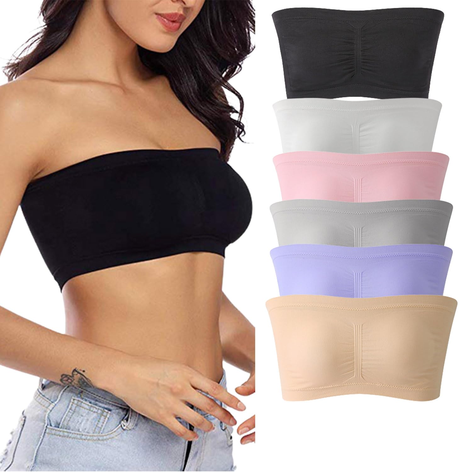 QQLADY Reggiseno Skye - Reggiseno Senza Spalline Wireless Pure Comfort, Reggiseno Skye, Biancheria Intima Invisibile Sottile Estiva One Word, Imbottitura Rimovibile