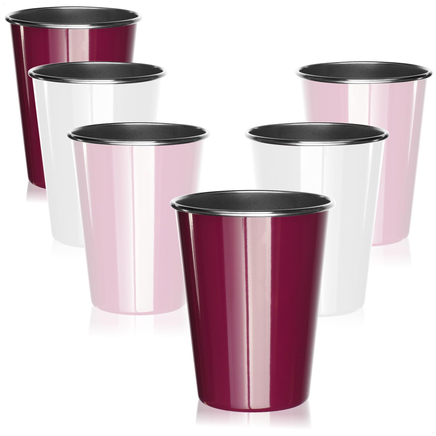 COM-FOUR® 6 wysokiej jakosci kubków do picia ze stali nierdzewnej | kazdy o pojemnosci 350 ml - do ogrodu - na kemping - na zewnatrz i w podróz - wytrzymale - nietlukace - nierdzewne