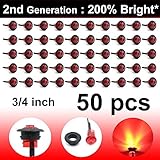 LEDVILLAGE 50 Pcs 2nd Generation 3/4 Inch Mount RED LED Bullet Marker Lights, Side Led Marker for Truck Boat SUV ATV Bike Trailer Marine