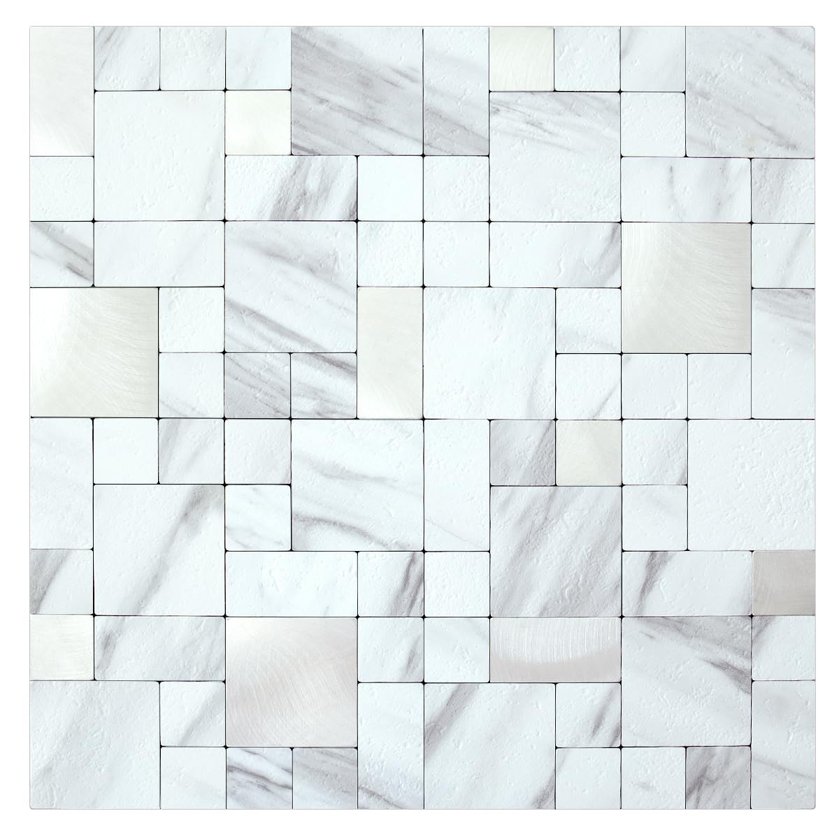 DICOFUN 10 Sheets White Marble Look Peel and Stick Tile Backsplash