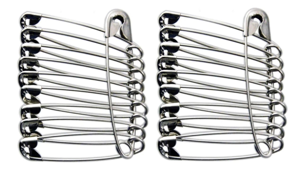 55mm Safety Pins, Pack of 20, Nickel Plated, Clothes Arts Crafts Sewing Hemming Textile Fabric Baby Clothing Extra Large Safety Pins