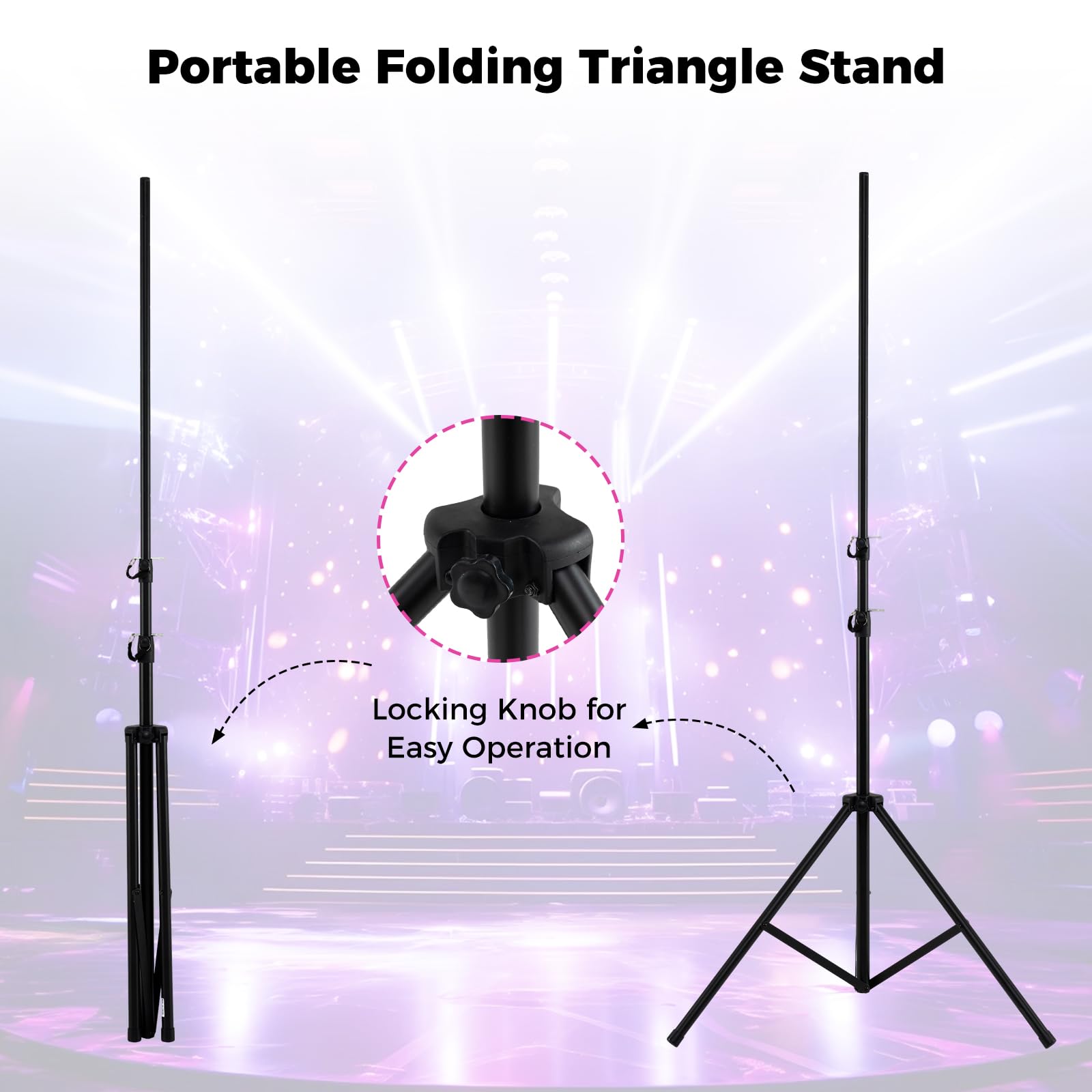 HOMASIS Stativo Luci DJ, Supporto Pieghevole Illuminazione Metallo con 12 Punti di Fissaggio, Traversa e Piedini Antiscivolo, Altezza Regolabile 140-265 cm, per Discoteca, Palco, Feste e Matrimoni