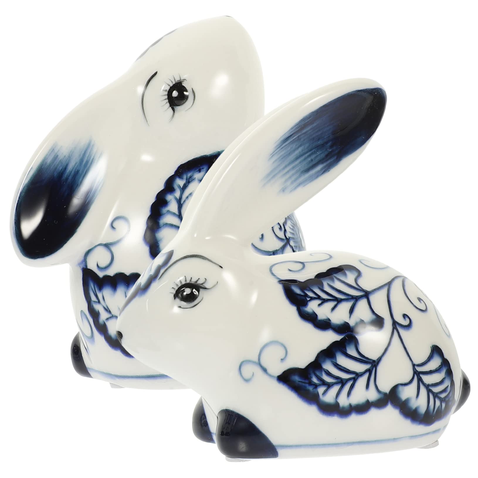 TOPBATHY Statuette di Coniglio in Ceramica Bianco 2 Pezzi, Decorazione la Casa Elegante e Creativa, per Decorazioni Pasquali o Arredamento Desktop