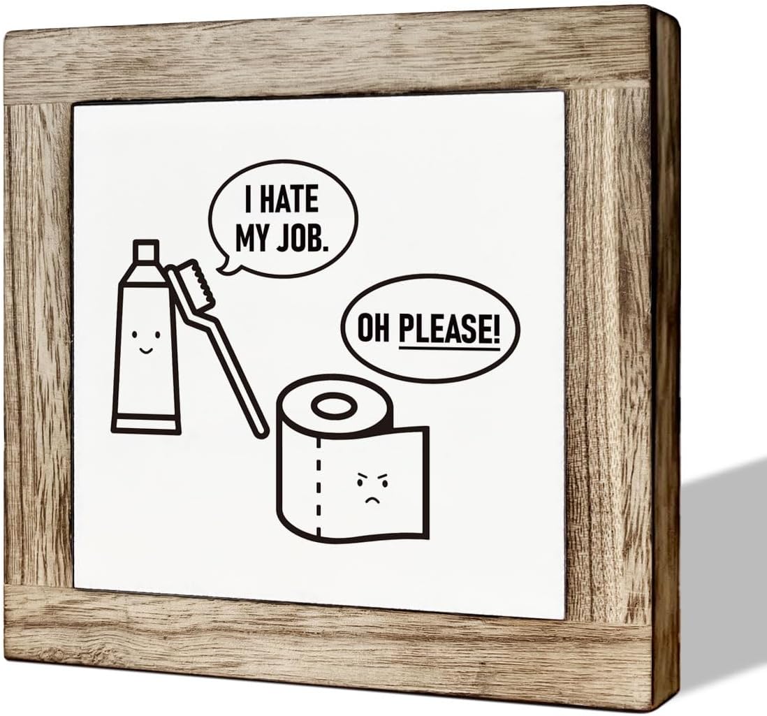 Decorazione Bagno Umoristica Targa Divertente Per Bagno - 'I Hate My Job' In Metallo Vintage Decorazione Bagno Spiritosa - Foto 12